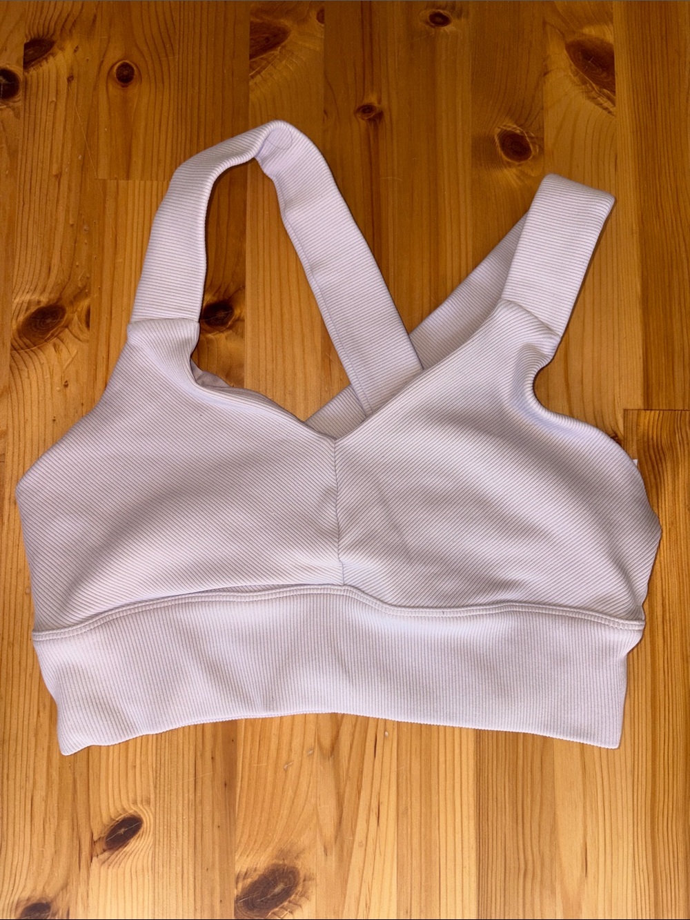 Alo Yoga Crisscross Ribbed Sports Bra in Light Purple